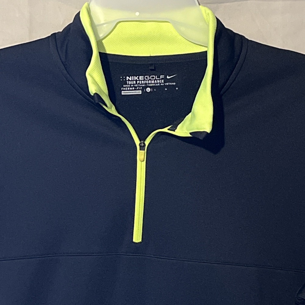 Nike Golf‎ Tour Performance Therma Fit Mens Black Neon Yellow Pullover Large
